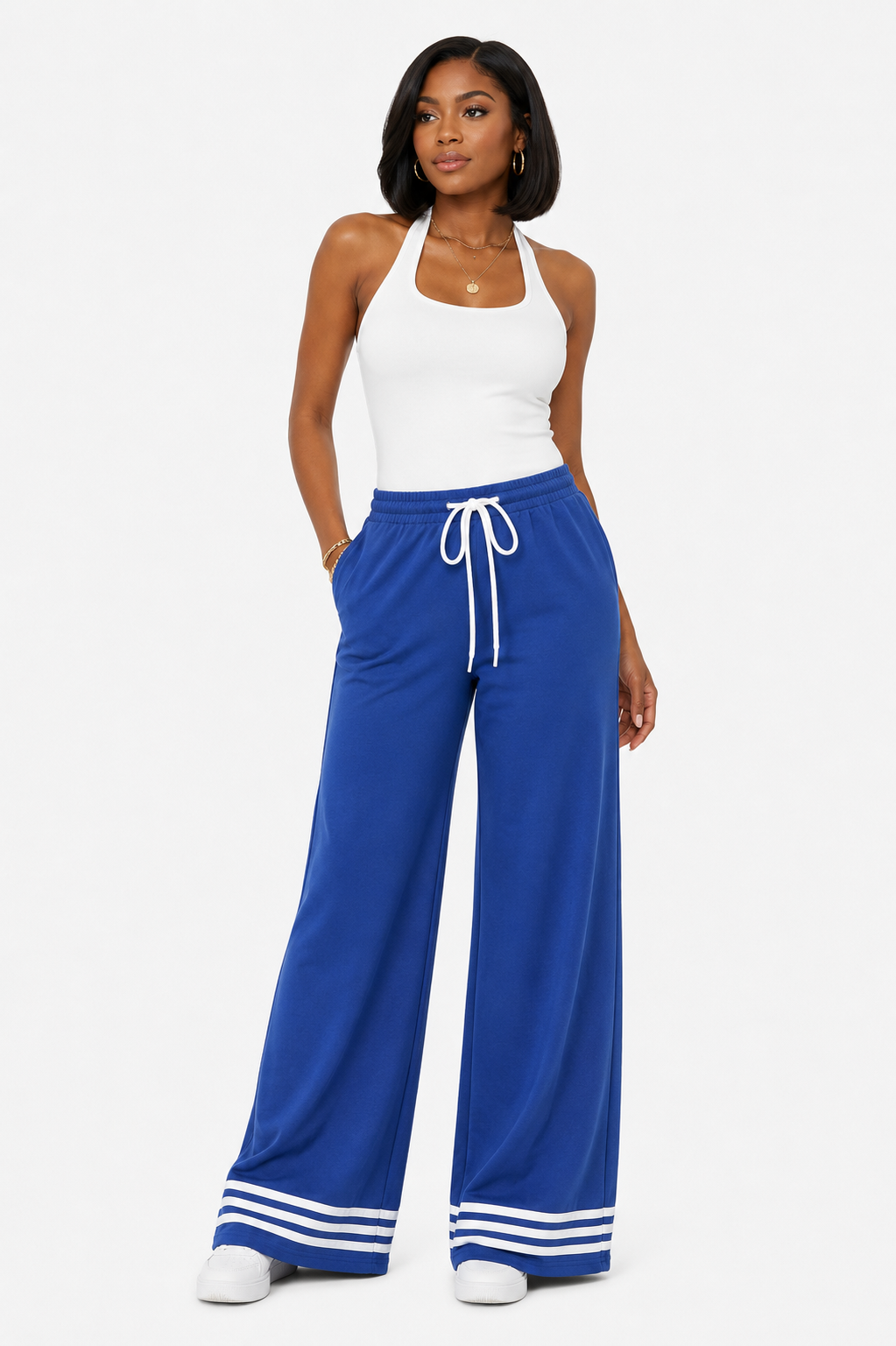 Stripe wide leg pants