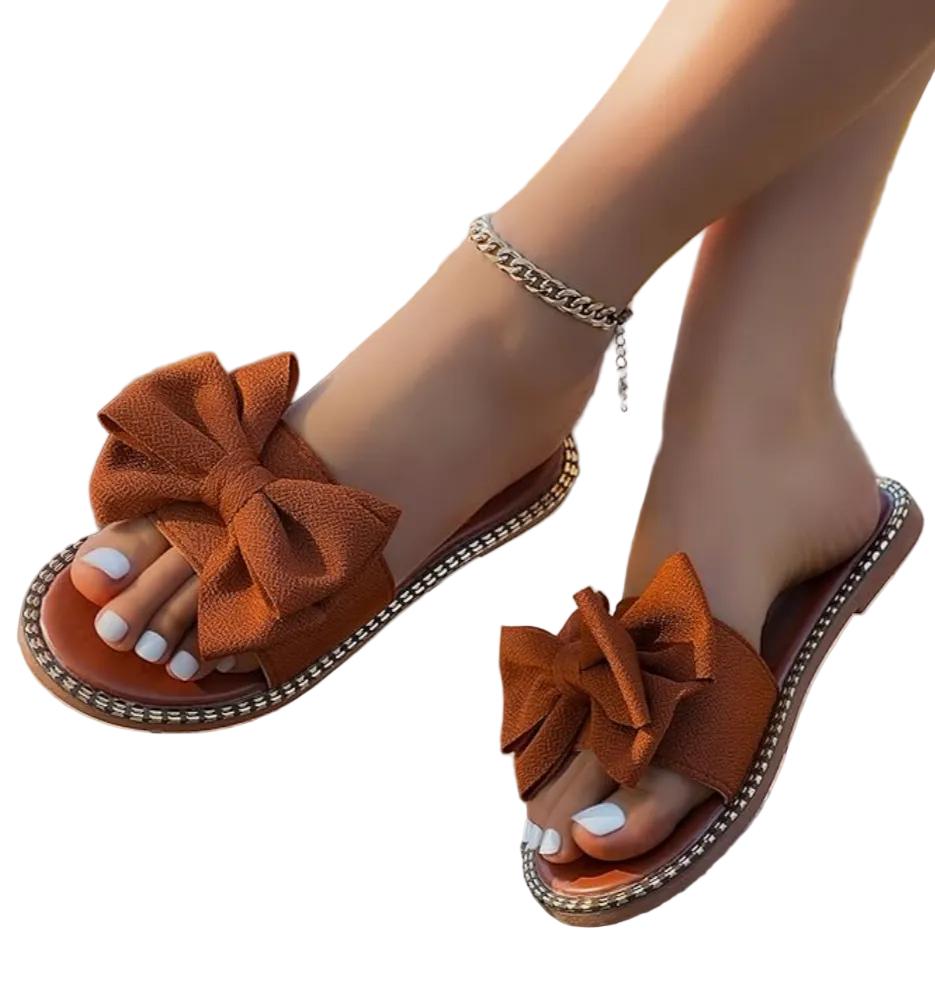Chic bow slide sandals