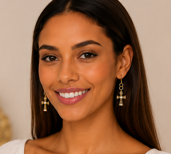 Faith glow cross drop earrings