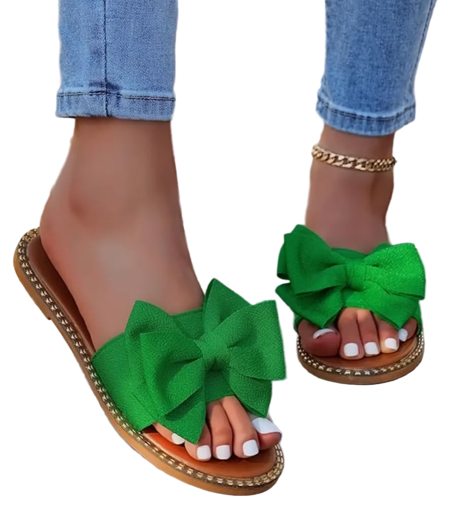 Chic bow slide sandals