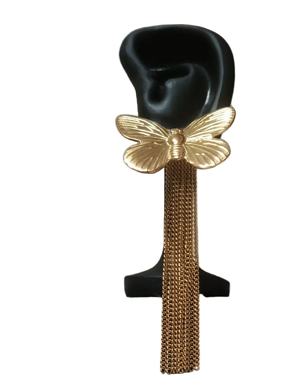 Golden tassel butterfly statement earrings