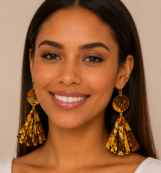 Kente glow tassel drop earrings