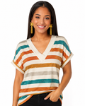 Striped v neck blouse