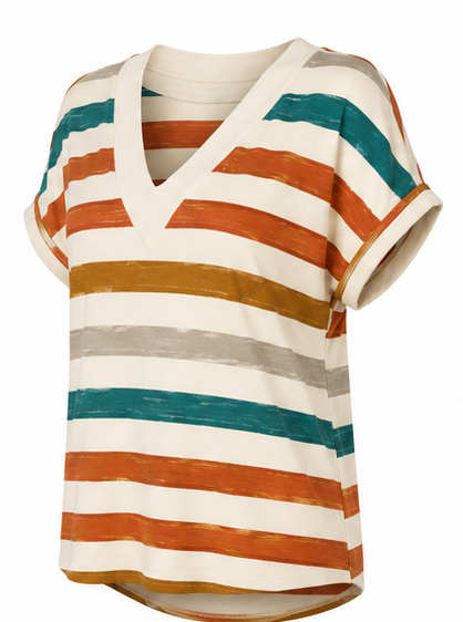 Striped v neck blouse