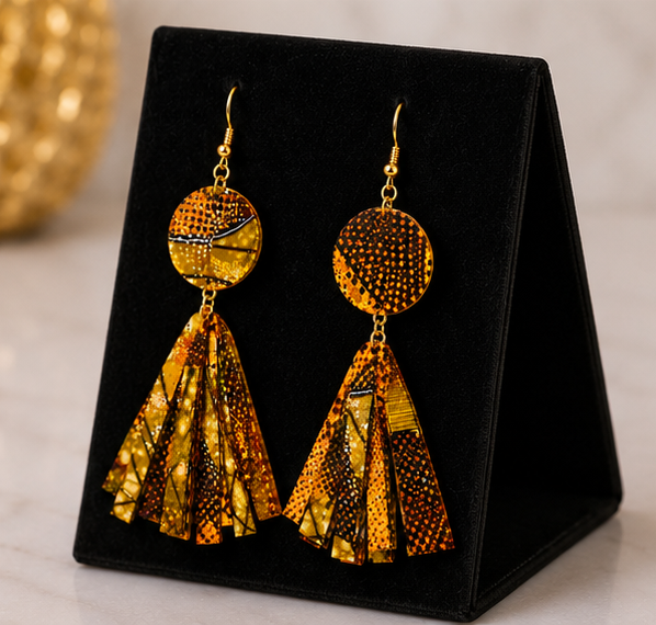 Kente glow tassel drop earrings