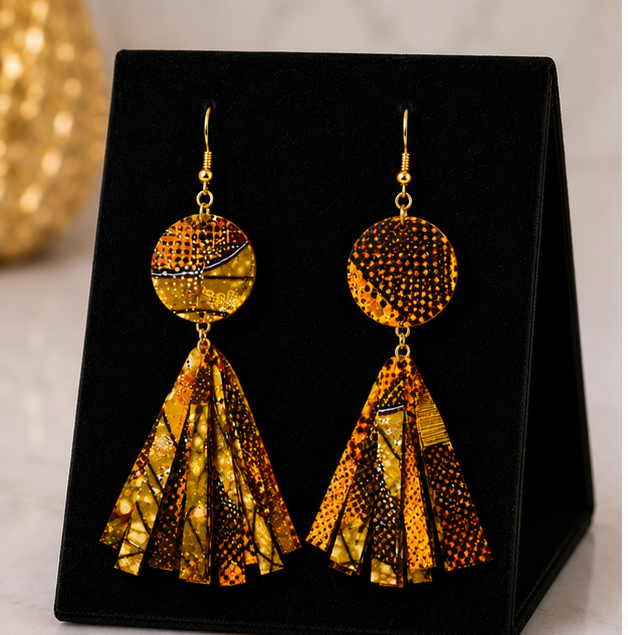Kente glow tassel drop earrings