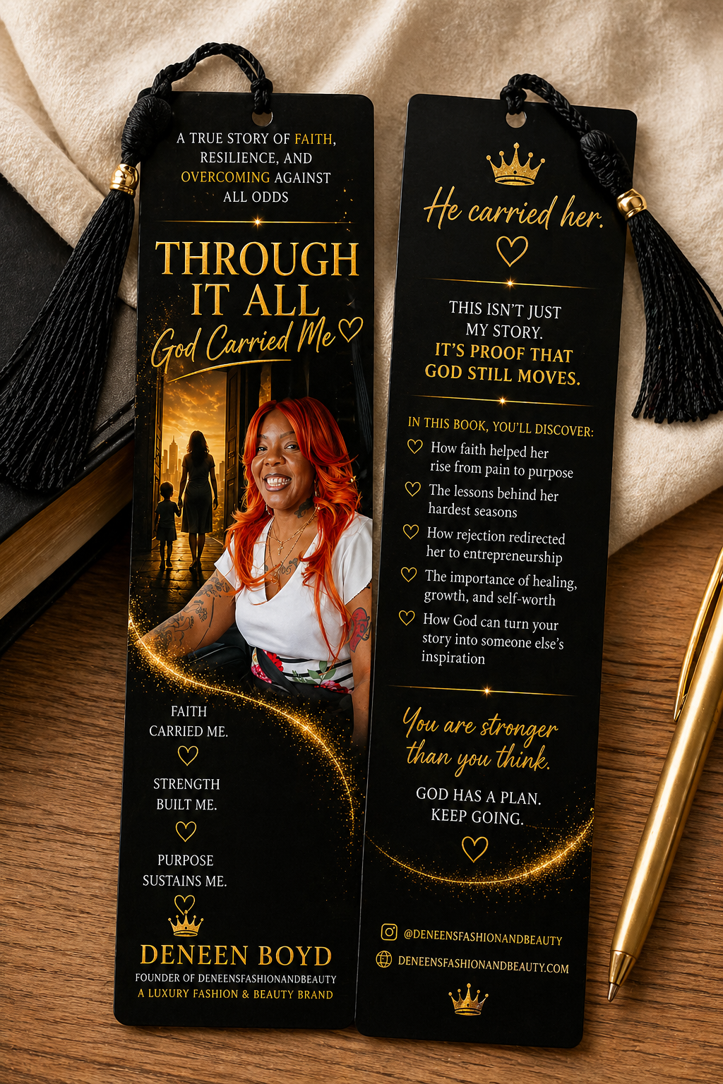 Through it all :God carried me (memoir) comes with a free bookmark