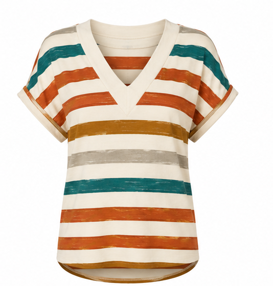 Striped v neck blouse