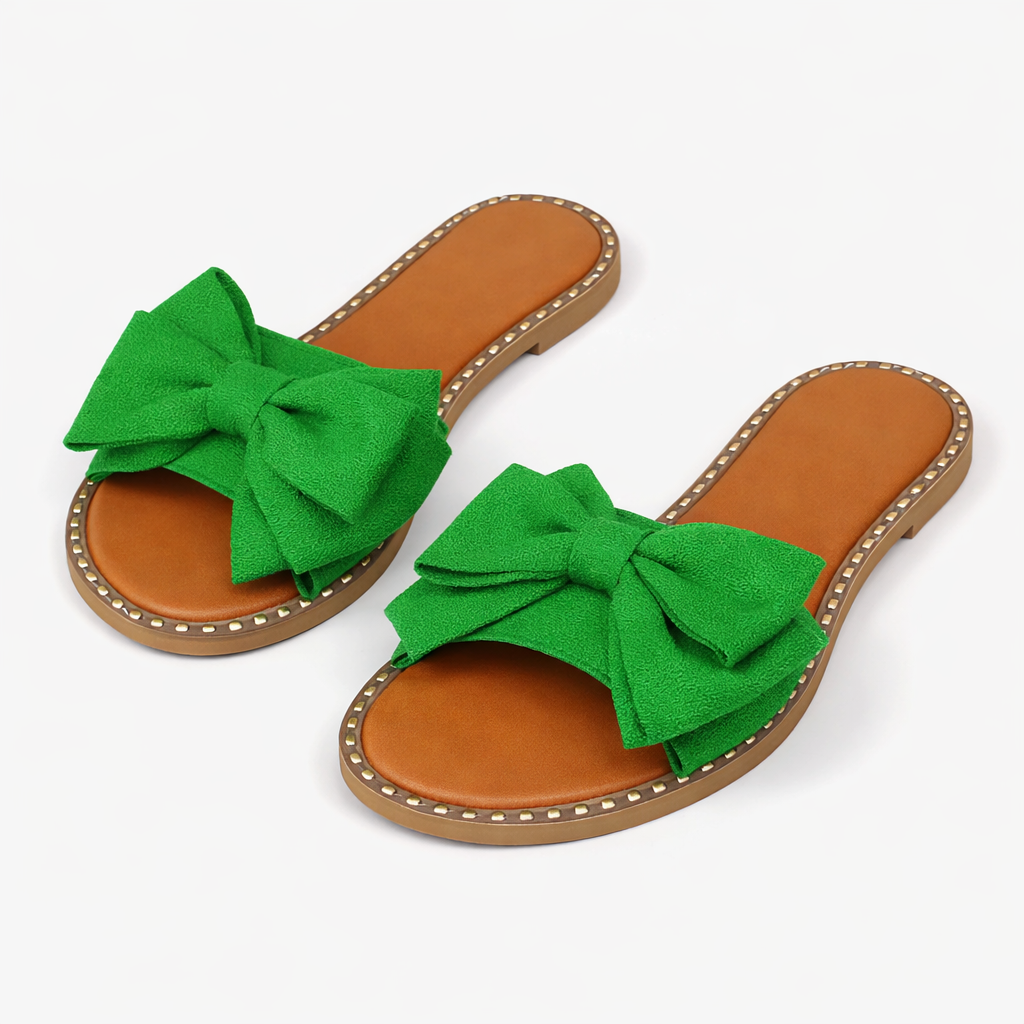 Chic bow slide sandals