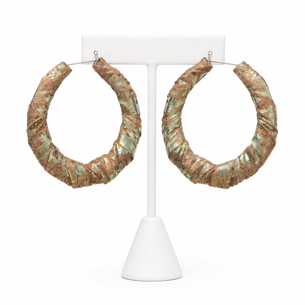 Champagne cork hoop earrings