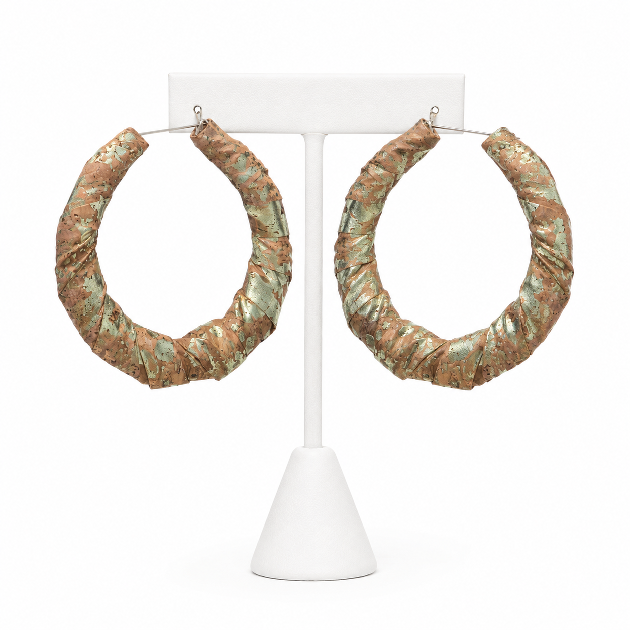 Champagne cork hoop earrings