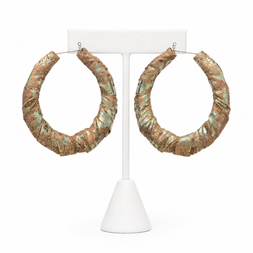 Champagne cork hoop earrings